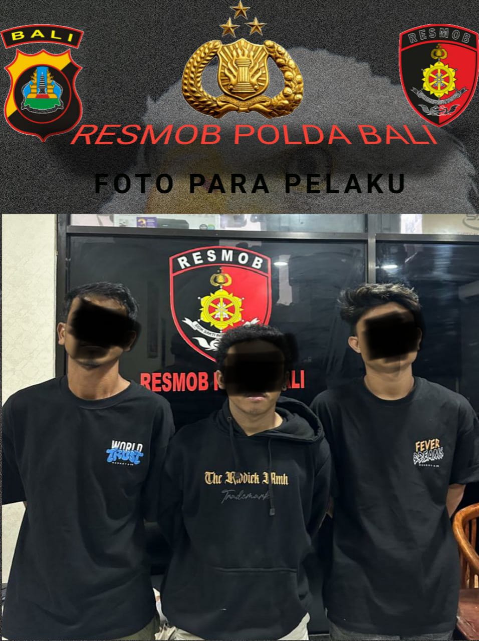 Tim Resmob Ditreskrimum Polda Bali Amankan Tiga Terduga Pelaku Curanmor
