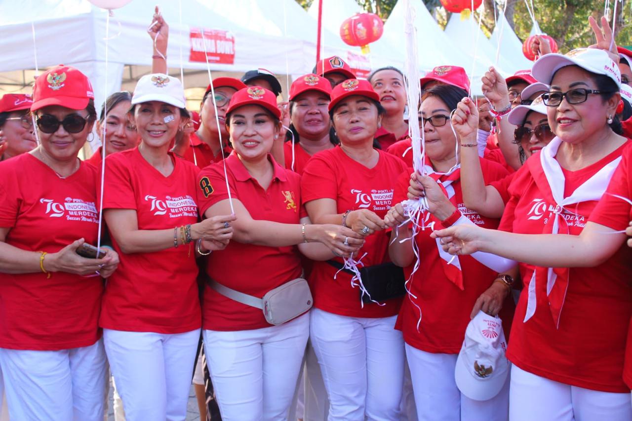 HUT Ke-79 Kemerdekaan RI, Ny. Antari Jaya Negara Ikuti Senam Massal  PINTI Bali