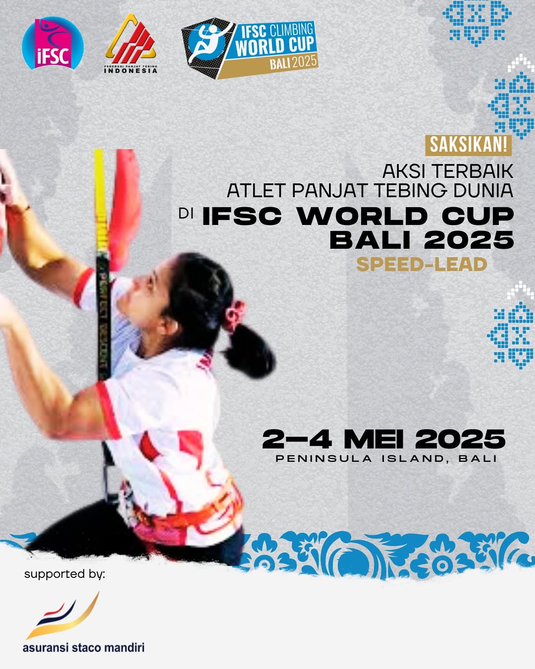 Bali Jadi Tempat Seri Piala Dunia Panjat Tebing 2025