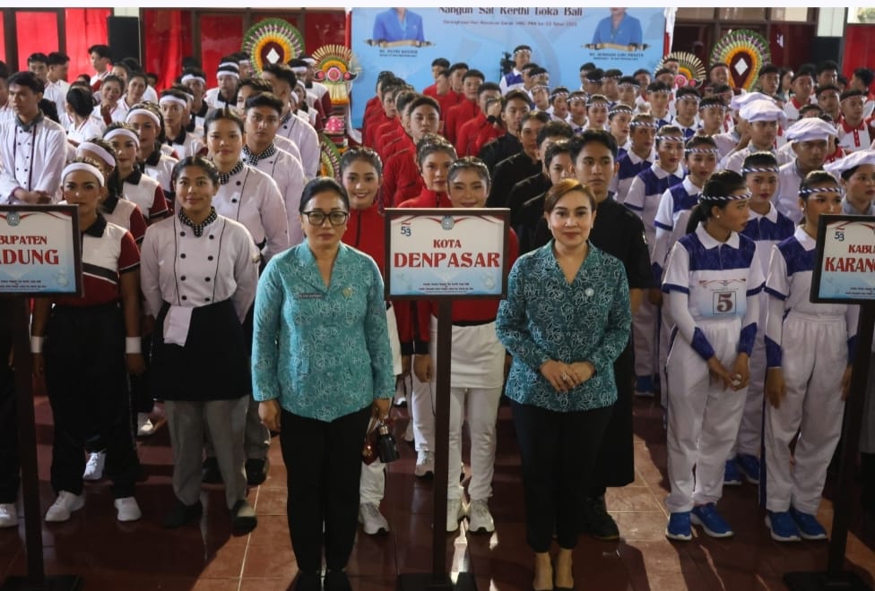Dua Regu Senam Kota Denpasar Ikuti Lomba Serangkaian HKG PKK Ke-53 Provinsi Bali