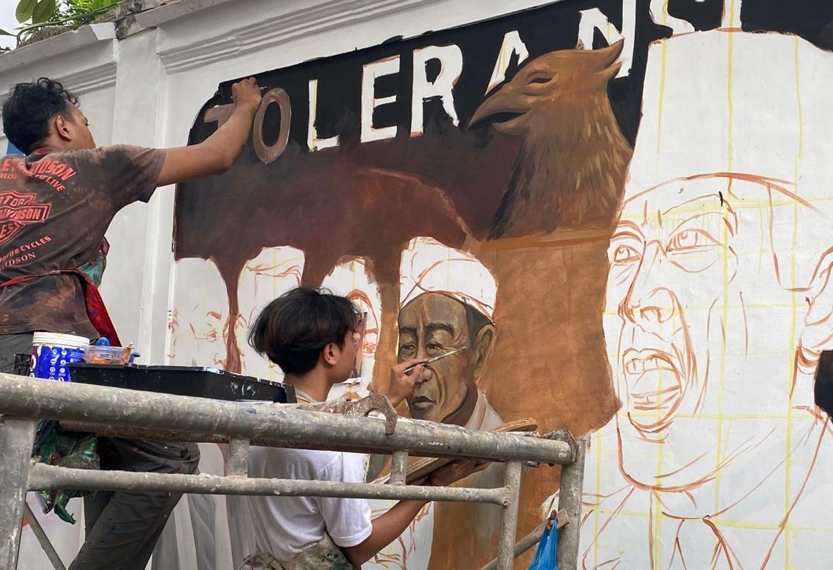 Lomba Mural Semarakkan Peringatan Bulan Bung Karno di Denpasar Utara, Angkat Tema ”Pancasila, Bung Karno dan Toleransi”