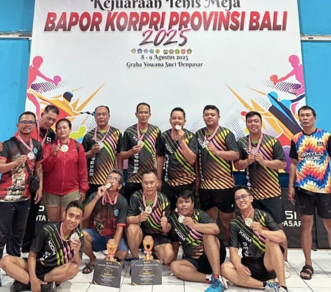 Denpasar Raih Juara I Turnamen Tenis Meja Bapor Korpri Provinsi Bali